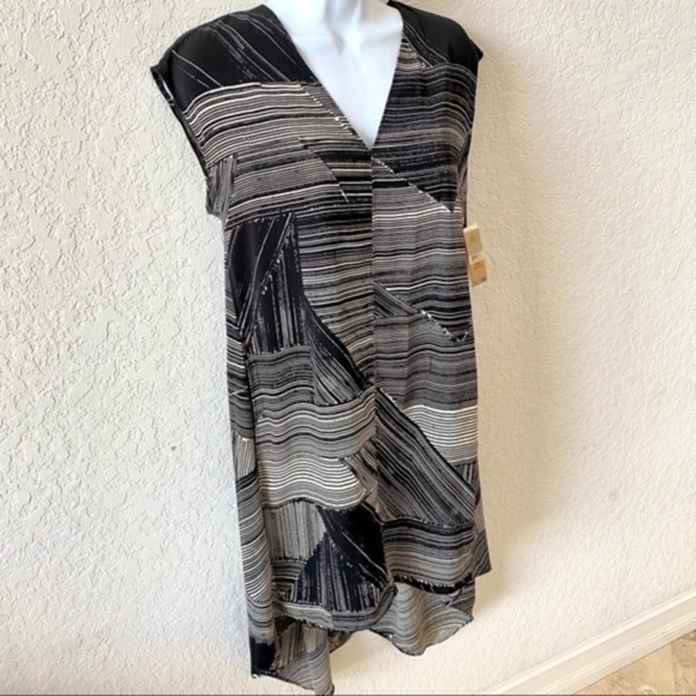 RACHEL Rachel Roy Daydream black/ivory sleeveless loose fit dress SzS